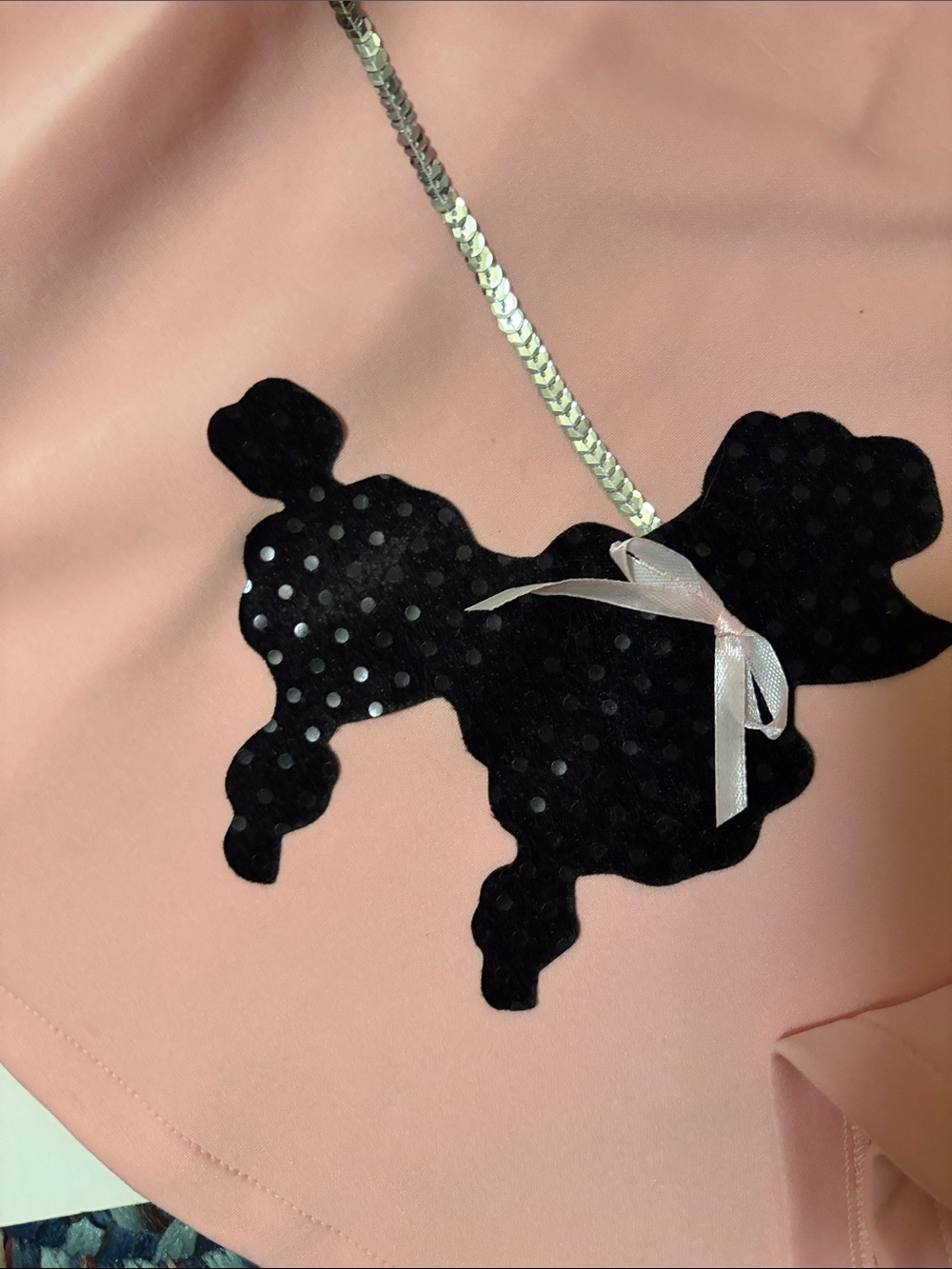 Sequin Pink Poodle Skirt with Black Polka scarf - Picture 3 of 5